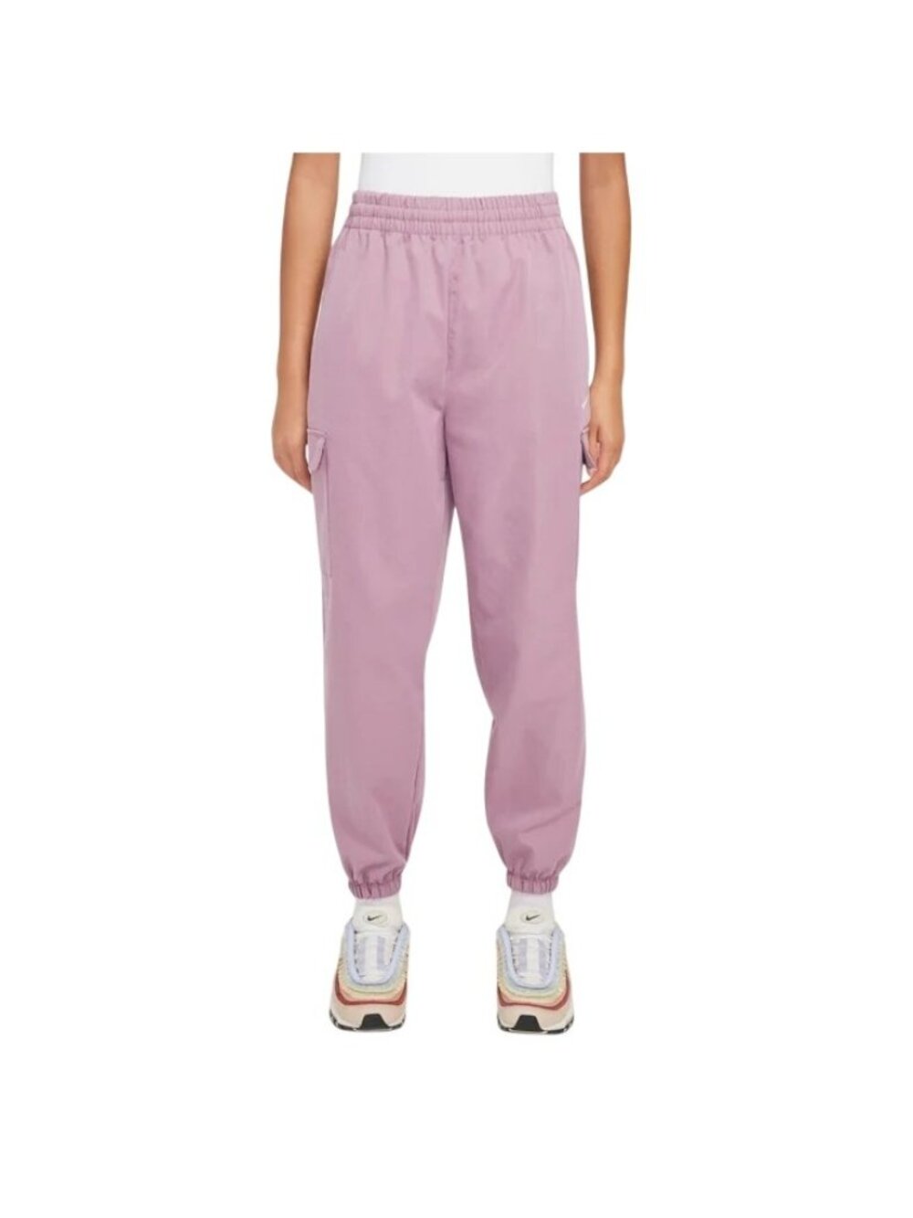 Nike Cargo Jogger Pant Small Pull On Elastic Waist Mauve Pink Workout Athleisure